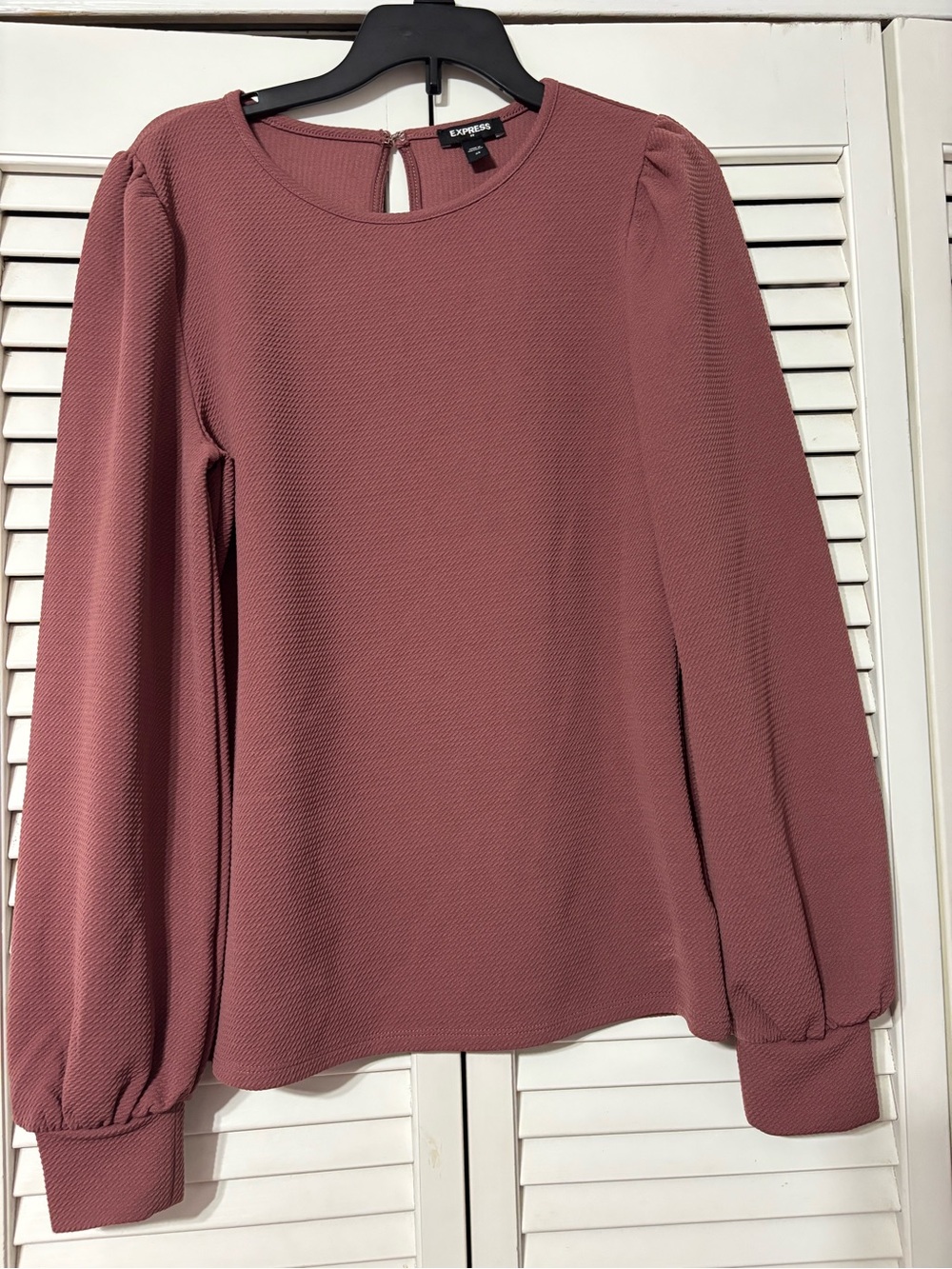 Express Dusty Rose Textured Long Sleeve Blouse